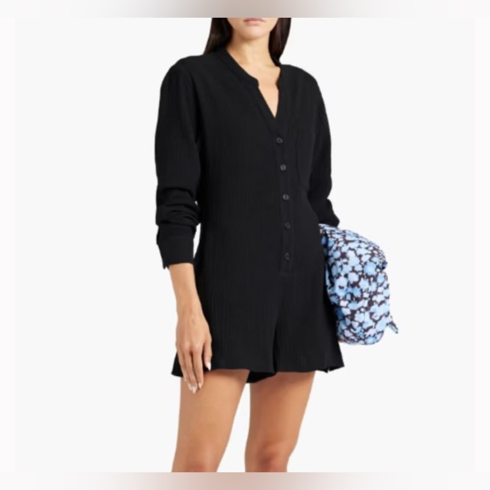 Onia Black Cotton Gauze Playsuit Romper Women’s Size Large
